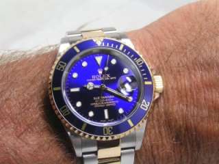 Rolex 2003 Mens TT Submariner Blue Box Papers Nearly Unworn Blue 
