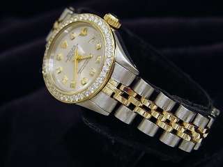 Ladies Two Tone 14k Gold/Ss Rolex Datejust Watch W/Silver Diamond Dial 
