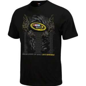 NASCAR Black 2012 Schedule Piston Tour T Shirt  Sports 