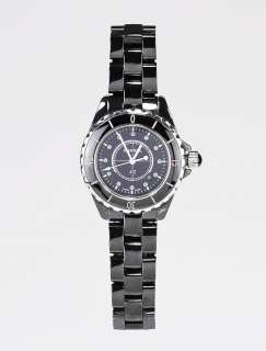 Chanel Black J12 Ceramic and Emeralds 33mm Quartz Watch  