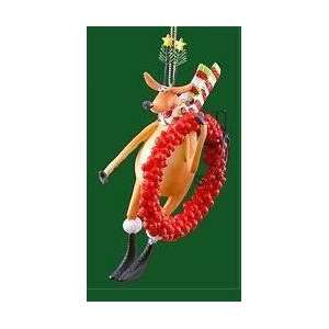  Christmas Holiday Moose with Wreath Tree Ornament