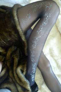 Silver LACE POET Floral Patterned Tights/Pantyhose  
