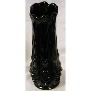   Black Raspberry Glass Drapery Pattern Swung Vase Patio, Lawn & Garden
