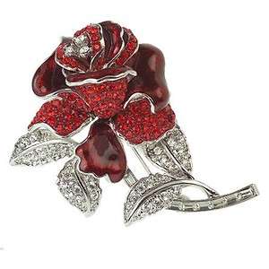 NEW Nolan Millers First Lady Red Enamel Pave Rose Pin  