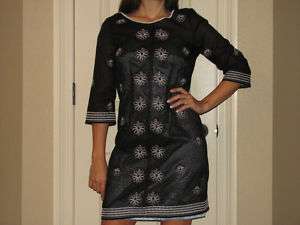 PLENTY TRACY REESE BLACK EMBROIDERED SHIFT DRESS 6 NWT  
