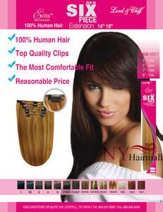 Lord & Cliff 6 Pcs 100% Human Hair Clip in Extension Evita  
