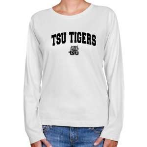 Tennessee State Tigers Ladies White Logo Arch Long Sleeve Classic Fit 