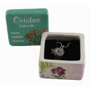  Flower Of The Month Keepsake Box & Necklace   October 