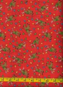 Christmas Reindeer & Lights Fabric VIP Cotton BTY  