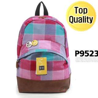 New Backpack Women School Bag Mini #P9523 Check Pink  