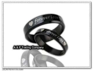 JR01 Black Stainless Steel Forever Love Couple Rings  
