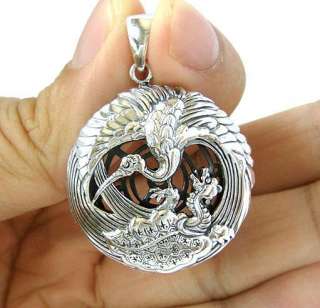 JAPANESE LUCKY CRANE TURTLE STERLING SILVER PENDANT NEW  