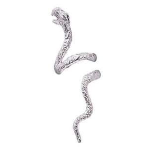   Sterling Silver Pierceless Left Open Mouthed Snake Ear Cuff Jewelry
