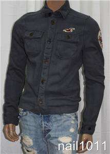 Hollister HCO Dudes Mens Fleece Button up Jacket S NWT Logo Dark Gray 