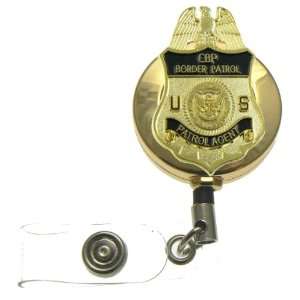  U.S. Border Patrol Mini Badge Gold Tone Retractable ID 