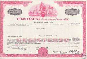 Texas Eastern Transmission Corp Bond Certificate  