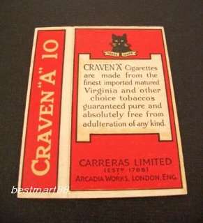   Vintage Cigarette Tobacco Packet Pack Box Carreras Ltd London  