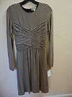 New Classic Burberry London Taupe Beige Ruched Dress Size 40 or 6 US $ 