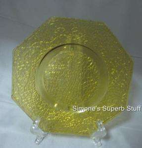 AMBER CRACKLE BY CRACKY DEPRESSION OCTAGONAL 8 PLATE  