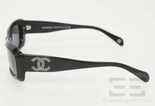 Chanel Black Small Oval Frame Jeweled Monogram Sunglasses 5095 B 
