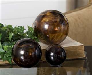 Uttermost Kameko Spheres Set of 3 Tortoise Glass  