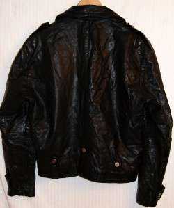 VTG Johnsons La Rocka Black Leather Skull Crossbones Motorcycle Jacket 