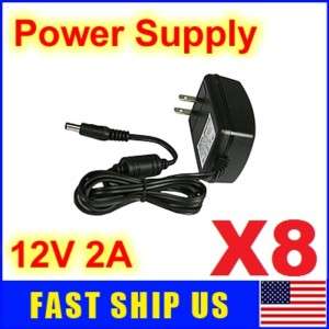8x AC/DC 12V2A Power Adapter Supply For CCD Cameras US  