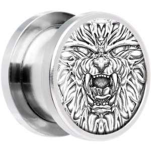  18mm Steel Lion Face Screw Fit Plug Jewelry