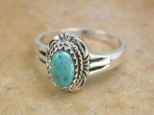 EXOTIC STERLING SILVER REAL TURQUOISE STONE RING size 8  