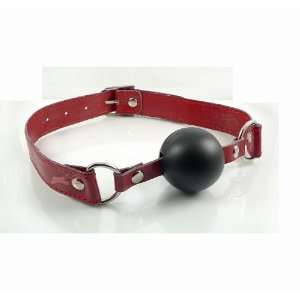  Faux Leather Mouth Harness   Solid Ball Gag (Black 