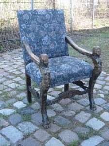 FIGURAL CARVED ANTIQUE GERMAN OFFICE CHAIR 11BL043D  