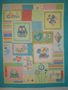   Patchwork Style Butterfly Owl Quilt Panel Nursery Baby Girl Fabric