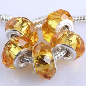 Orange Yellow Faceted Crystal Bead Fit Bracelet G255  