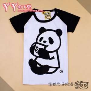 NWT Japan Korea cute Panda Big Impression print T shirt  