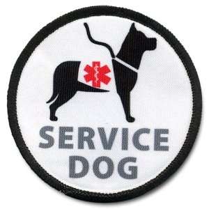  SERVICE DOG Image Black Rim Symbol 4 inch Sew on Patch 