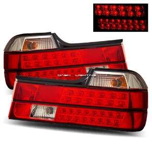  88 94 BMW E32 7 Series LED Tail Lights   Red Clear 
