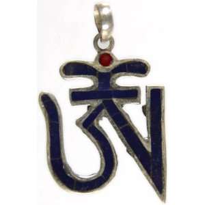  Inlay Om Pendant   Sterling Silver 