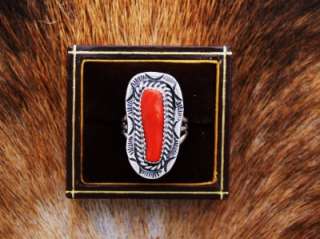 Native American Red Coral Ring  