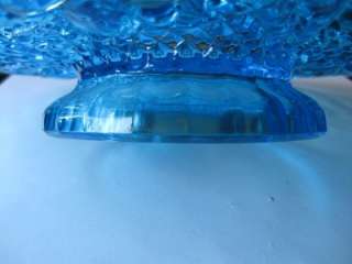 VINTAGE BLUE GLASS CAKE STAND PLATE PLATTER PEDESTAL RAISED TRAY 13 