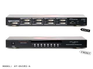 Atlona 8x1 DVI Switcher w/ Stereo Audio AT DVI 81A  