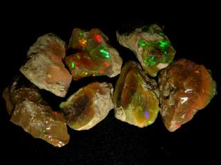Ethiopian Wello rough crystal specimen opals . Fire colors range 