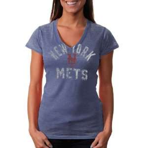   Mets Ladies Fire Drill V Neck T Shirt   Royal Blue