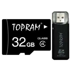  TOPRAM 32GB 32G Class 4 C4 microSD microSDHC SDHC Card with SD 