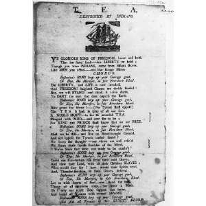  Tea destroyed by Indians,Poem,Boston Tea Party,1773
