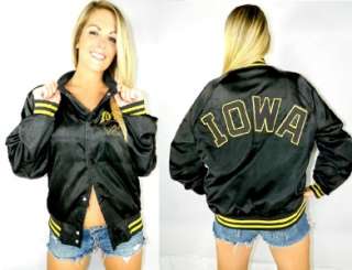 Vintage Iowa Hawkeyes Satin football team jacket snap up  