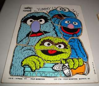 Playskool Sesame Street Vintage Four Monsters Grover Cookie Oscar 