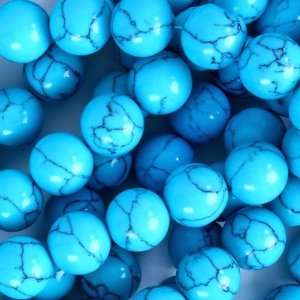  12mm Round Stabilized Blue Turquoise Mosaic Gemstone Beads 