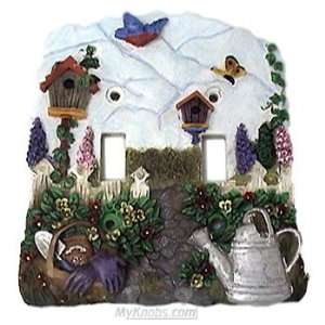 Brush strokes hand painted resin serene garden double toggle switchpla
