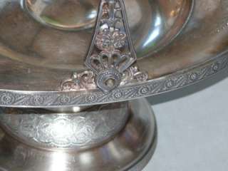   Antique Fancy Brides Basket Silverplate Stand Ornate Handled  