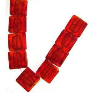  Bead Collection 40443 Glass Red Lampwork Silver Foil Beads 